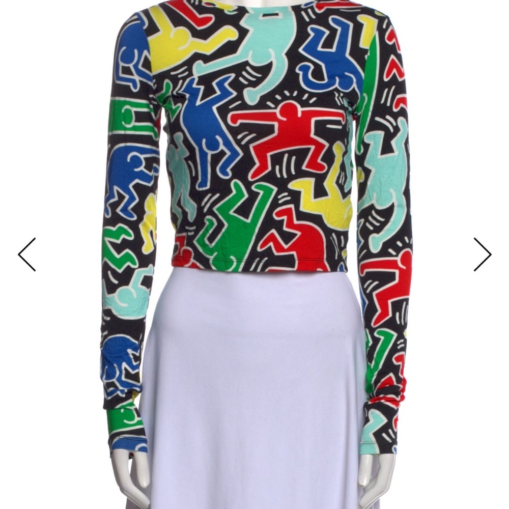 Alice + Olivia Keith Haring Multicolor Graphic Long Sleeve Top